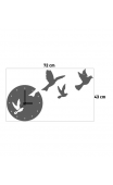 Sticker mural miroir horloge oiseaux