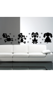 Sticker mural 4 petits chiens coquins